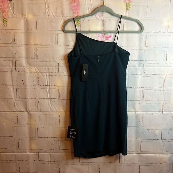Take Me Anywhere Teal Asymmetrical Bodycon Mini Dress size medium - Picture 6 of 8